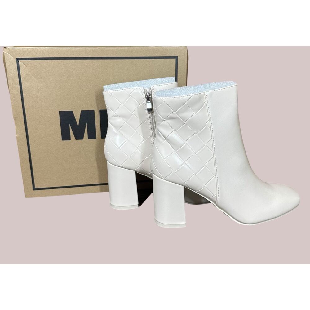 NEW MIA Linne Winter White Ivory Woven Booties Ankle Boots Faux Leather Size 8.5